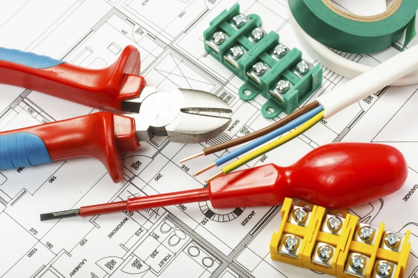 Electrical equipment and tools on house plans
