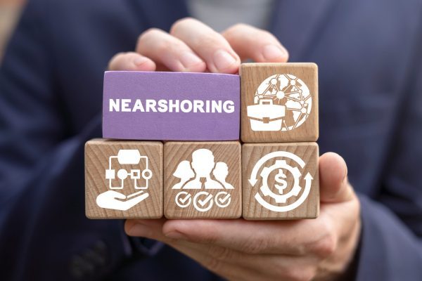 Business,Concept,Of,Nearshoring.,Modern,Outsourcing,Technology.